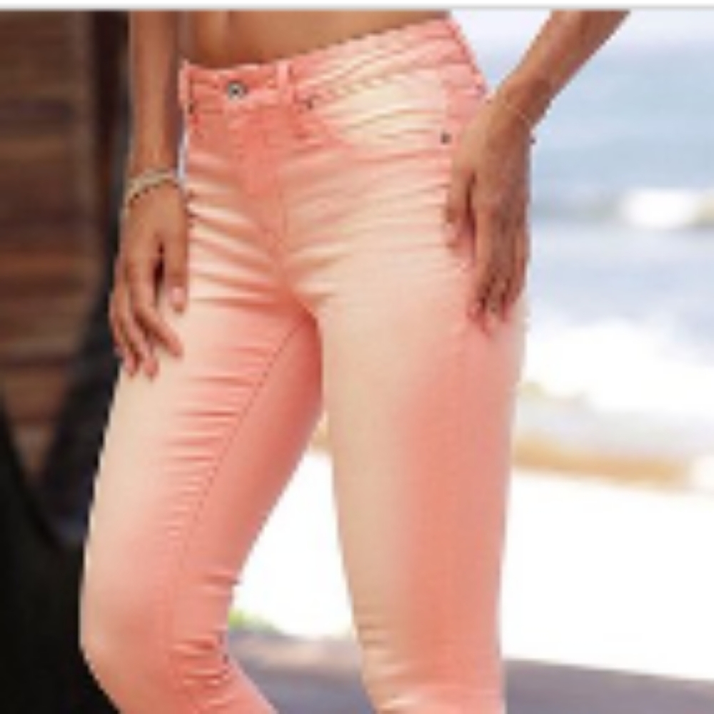 Jeans orange zipper hem